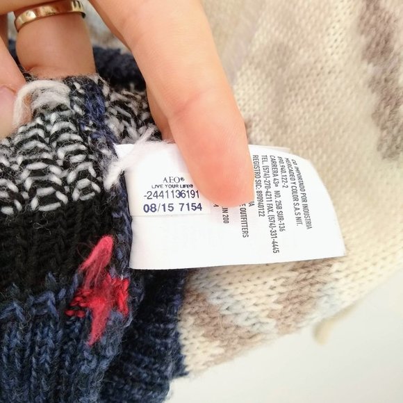 AEO Western Wool Blend Drop Shoulder Sweater S - Picture 5 of 6